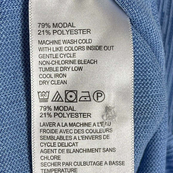 Tommy Bahama Mens XL Short Sleeve Polo Shirt Blue Striped Lightweight Logo‎ - Picture 8 of 10